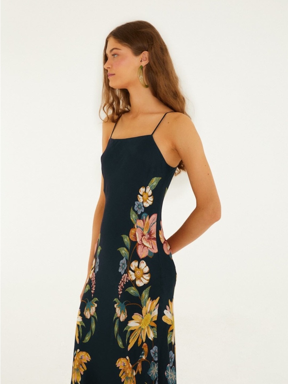 FARM Rio Dark Blue Maira Floral Lenzing™ Ecovero™ Viscose Maxi Dress Size XS NWT - Picture 3 of 16